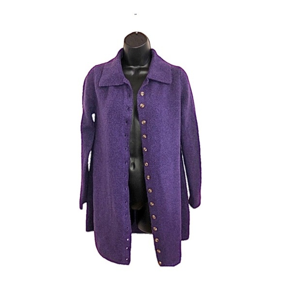 Zara purple knit fuzzy button down long cardigan jacket size medium brand new - Picture 16 of 16
